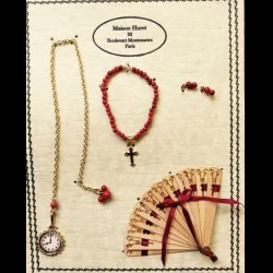 Small Cross W/Coral Beads