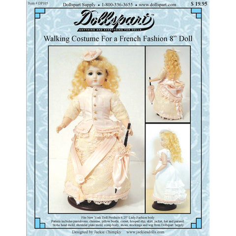Walking Costume Pattern for an 8 French Fashion Doll