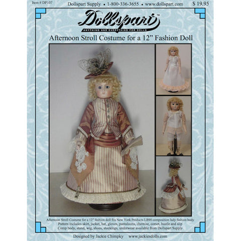 Afternoon Stroll Costume Pattern For A 12 French Fashion Doll