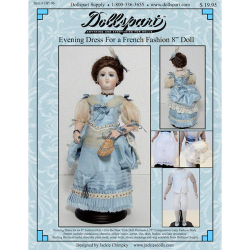 Evening Dress Pattern for an 8 French Fashion Doll
