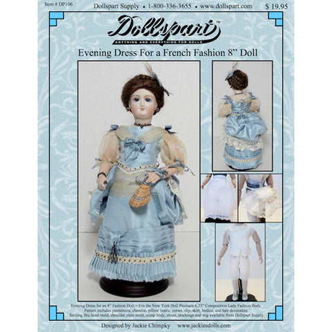 Evening Dress Pattern for an 8 French Fashion Doll