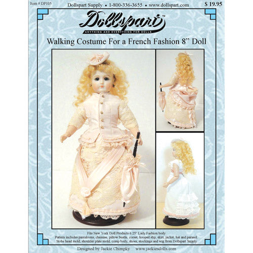 Walking Costume Pattern for an 8 French Fashion Doll